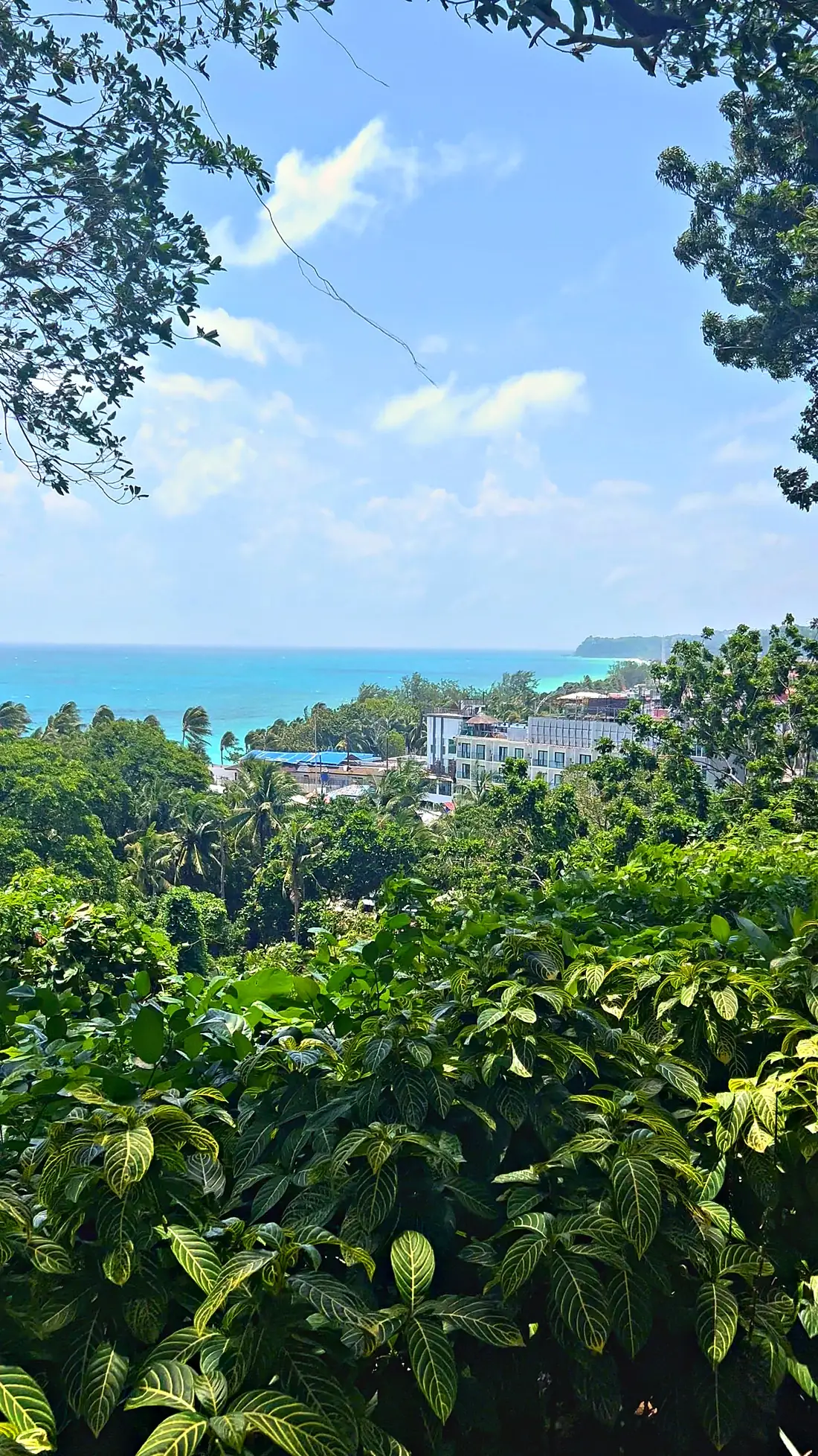 View from the Angol hillside over Boracay's turquoise sea and coastline